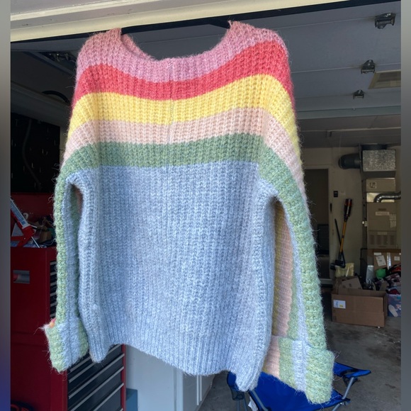 POL Oversized Multicolor Knit Chunky Rainbow Cake Sweater - Picture 3 of 6